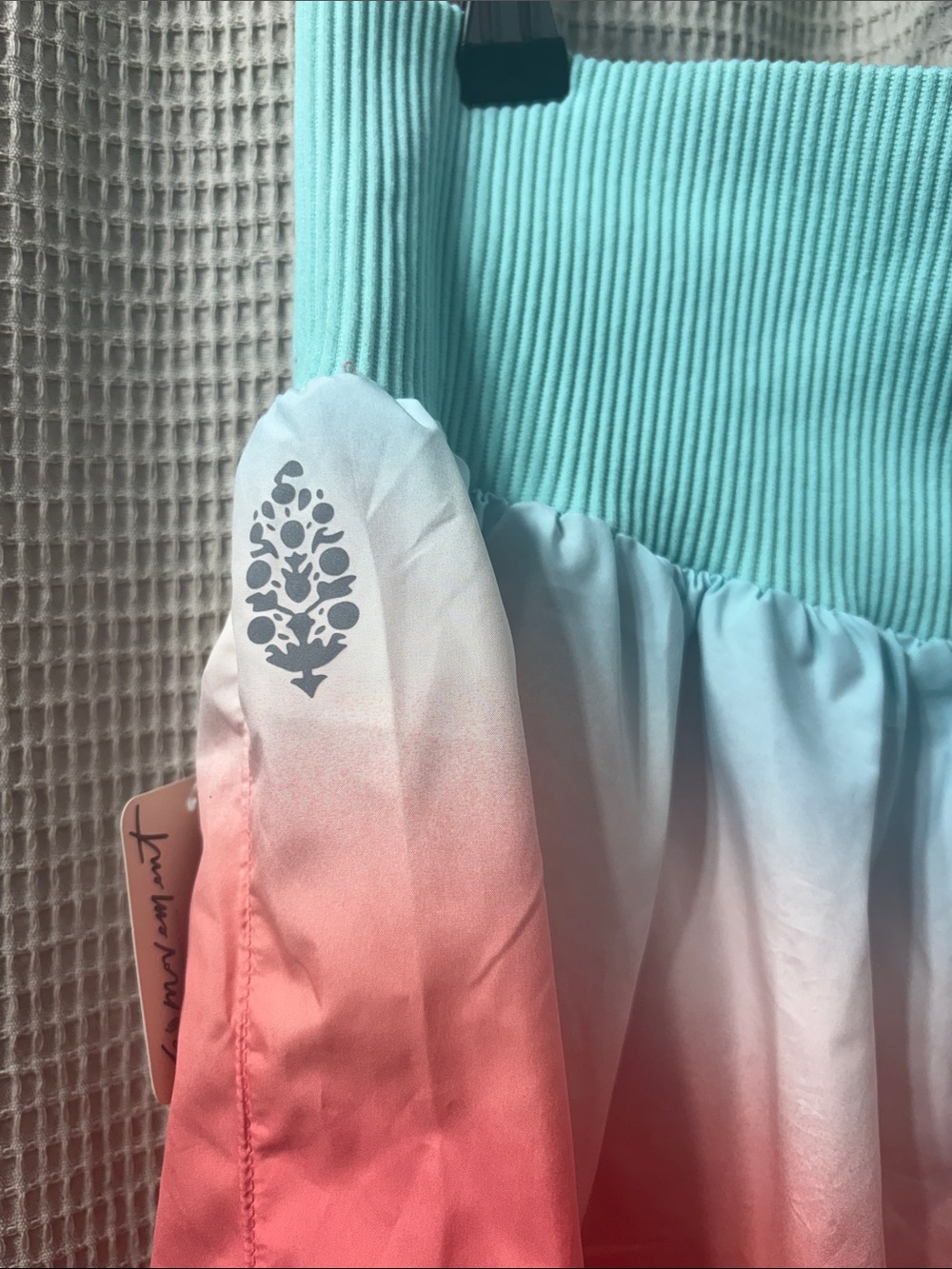 Free people movement  Coral Ombre Athletic Shorts with Aqua Ribbed Waistband - Picture 7 of 10